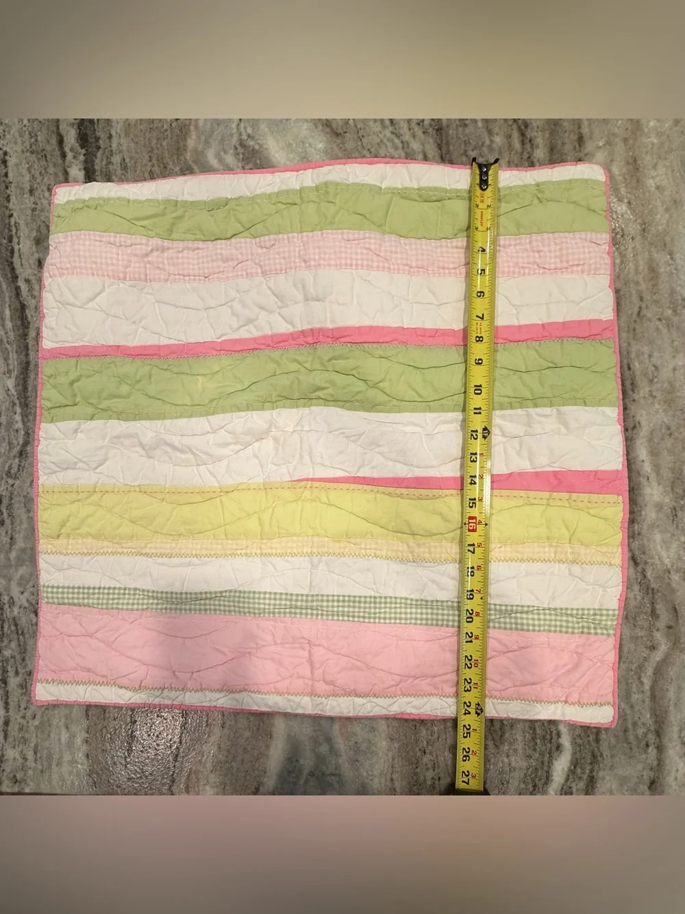 Pottery Barn Kids Pink & Green Quilted Multi Striped Euro Sham
